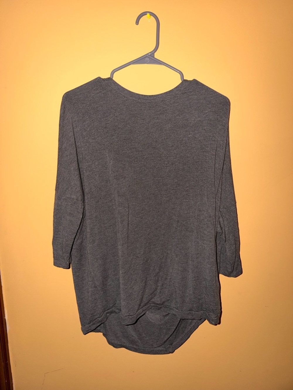 Charcoal Gray Long Sleeve Scoop Hem Top